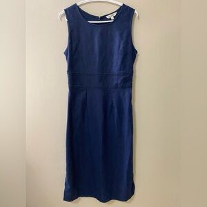 Travel Smith linen blend dress womens small navy modest trad wife sleeveless